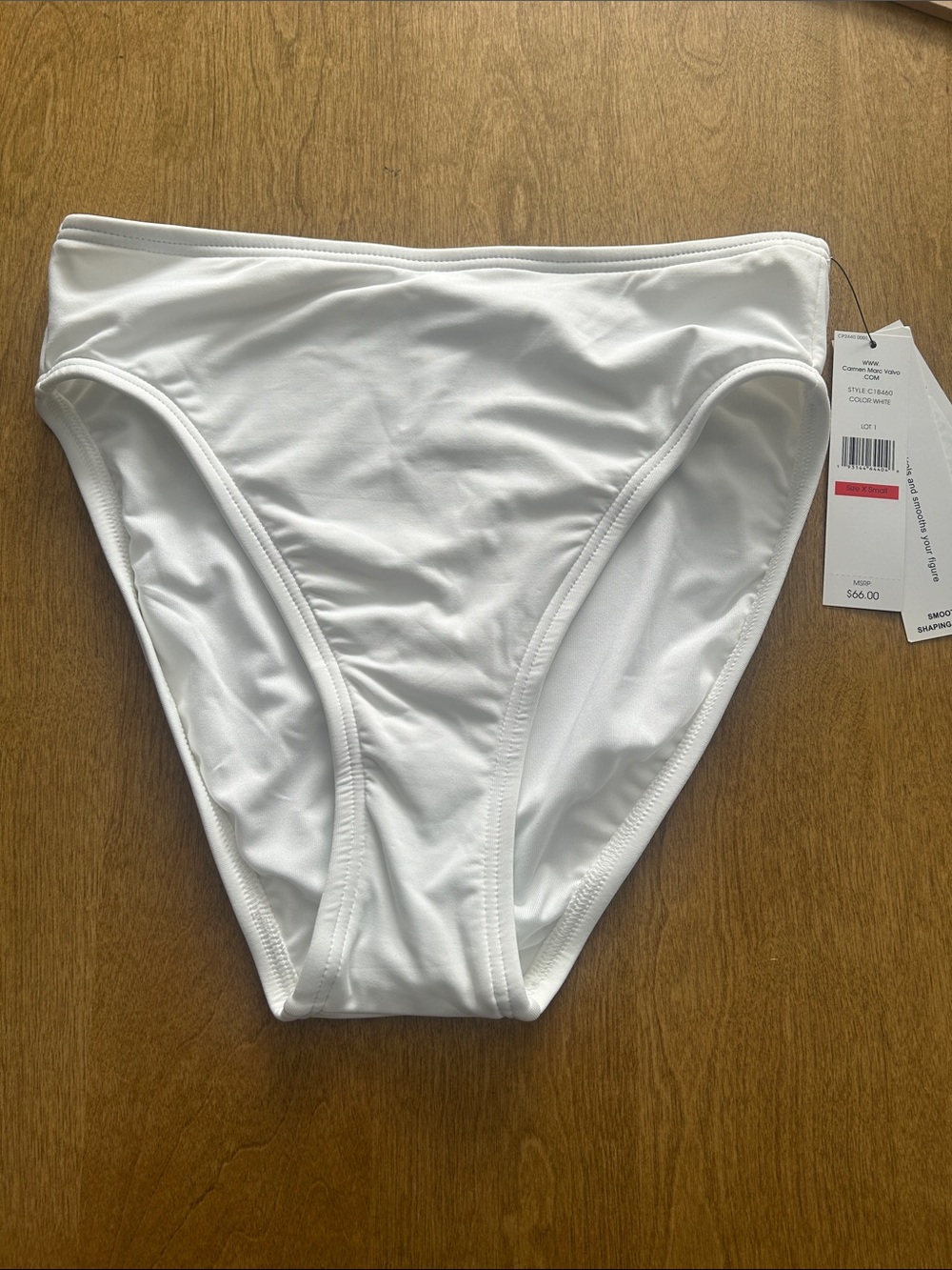 Carmen Marc Valvo White High-Waist Bikini Bottoms
